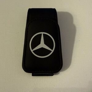 Mercedes Benz Sunglass Holder for Car with Logo in Black Leather NWT